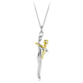 Real 925 Silver Hug Couple Pendant Necklace for Love, Silver Gold Two-Tone His and Hers Necklaces Pendant Valentine'S Gift