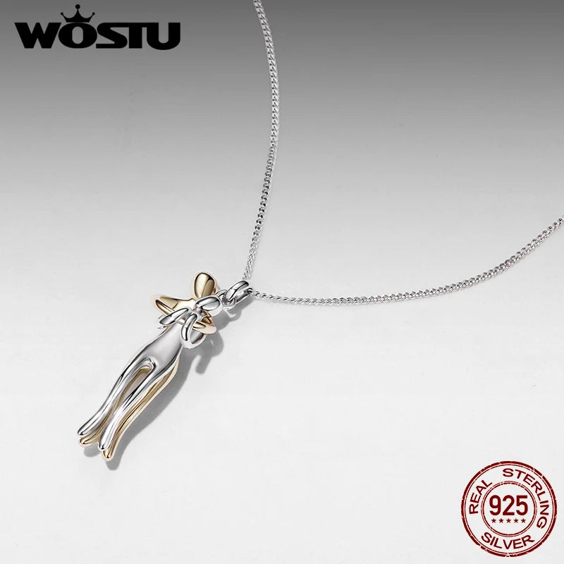 Real 925 Silver Hug Couple Pendant Necklace for Love, Silver Gold Two-Tone His and Hers Necklaces Pendant Valentine'S Gift
